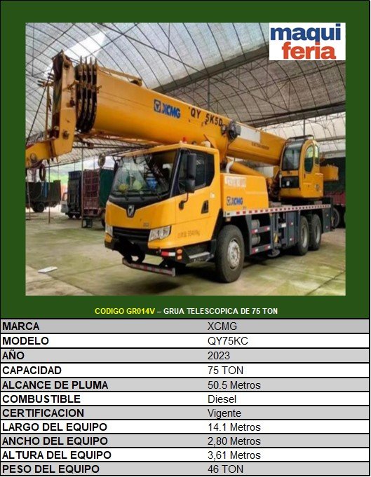CODIGO GR014V – GRUA TELESCOPICA DE 75 TON